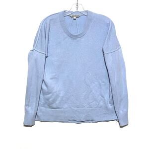 Athleta Perspective Sweater S Wool Cashmere Light Blue Crewneck Preppy Soft Cozy